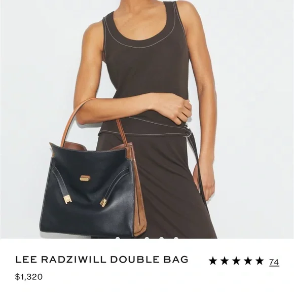 Tory Burch Lee Radziwill Black and Brown Shoulder Bag - Picture 4 of 14